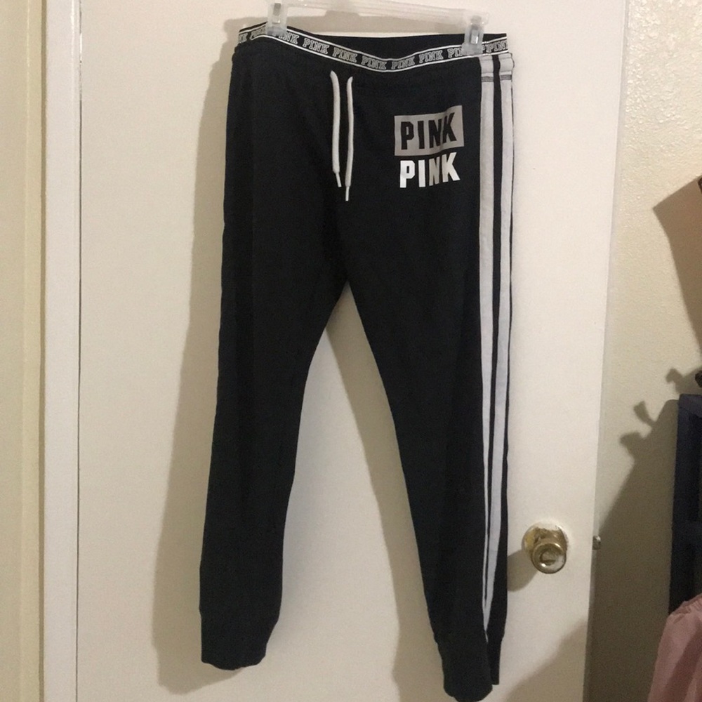 VS Pink black stripped joggers